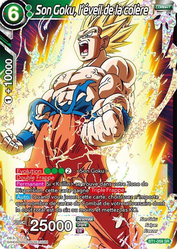Son Goku, l'éveil de la colère - carte Dragon Ball BT1-059 ...