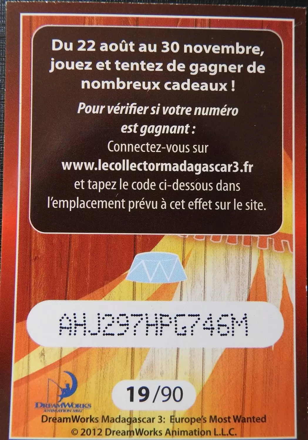 Le Collector Madagascar 3 (CORA / Match) - COMMANDANT - Code