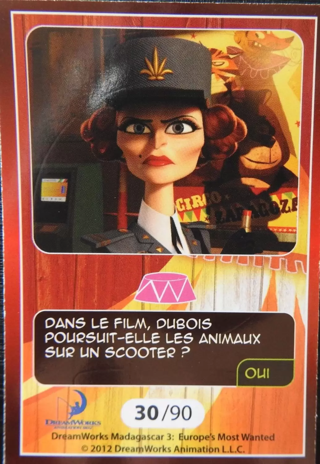 Le Collector Madagascar 3 (CORA / Match) - Carte C30 - Question 1