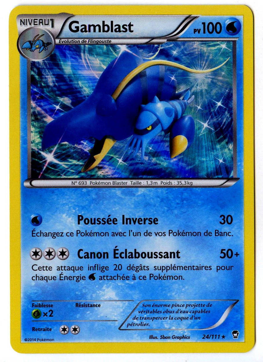 Gamblast holo-xy3 furious fists French designer card pokemon 24//111