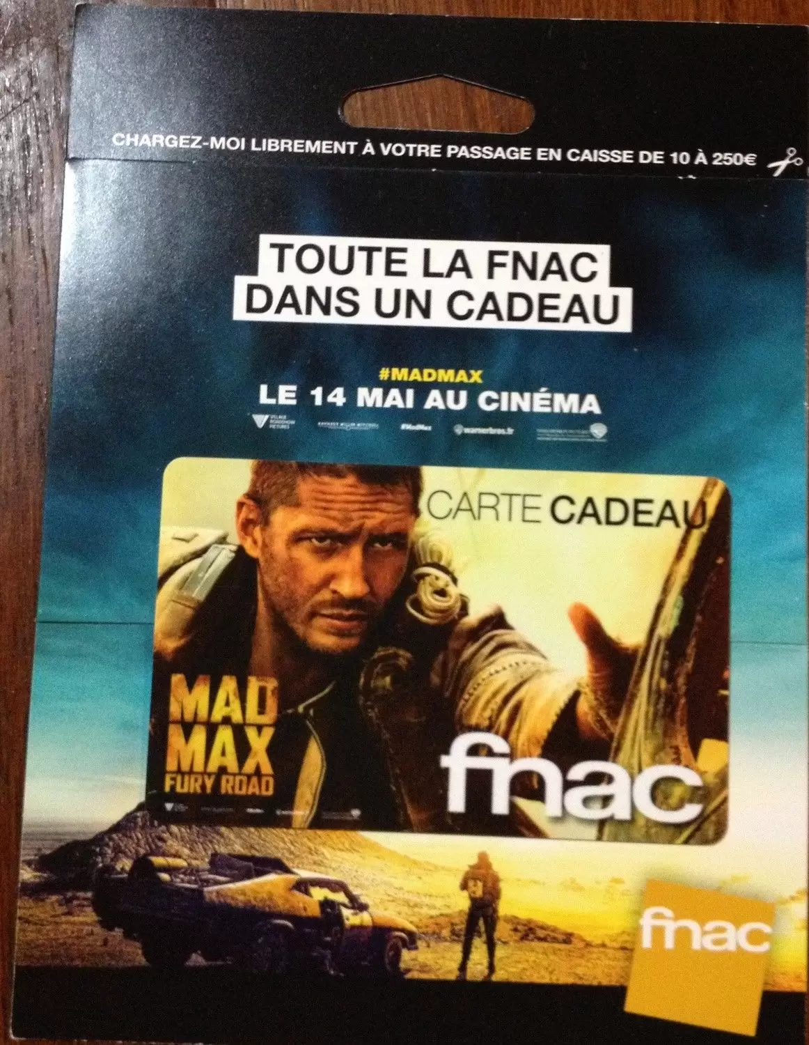 Cartes cadeau Fnac - Carte cadeau Fnac Mad Max Fury Road avec encart