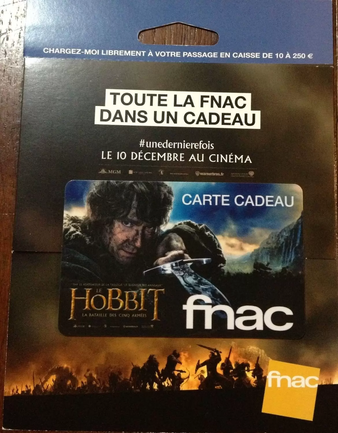 Cartes cadeau Fnac - Carte cadeau Fnac Le Hobbit La bataille des cinq armées