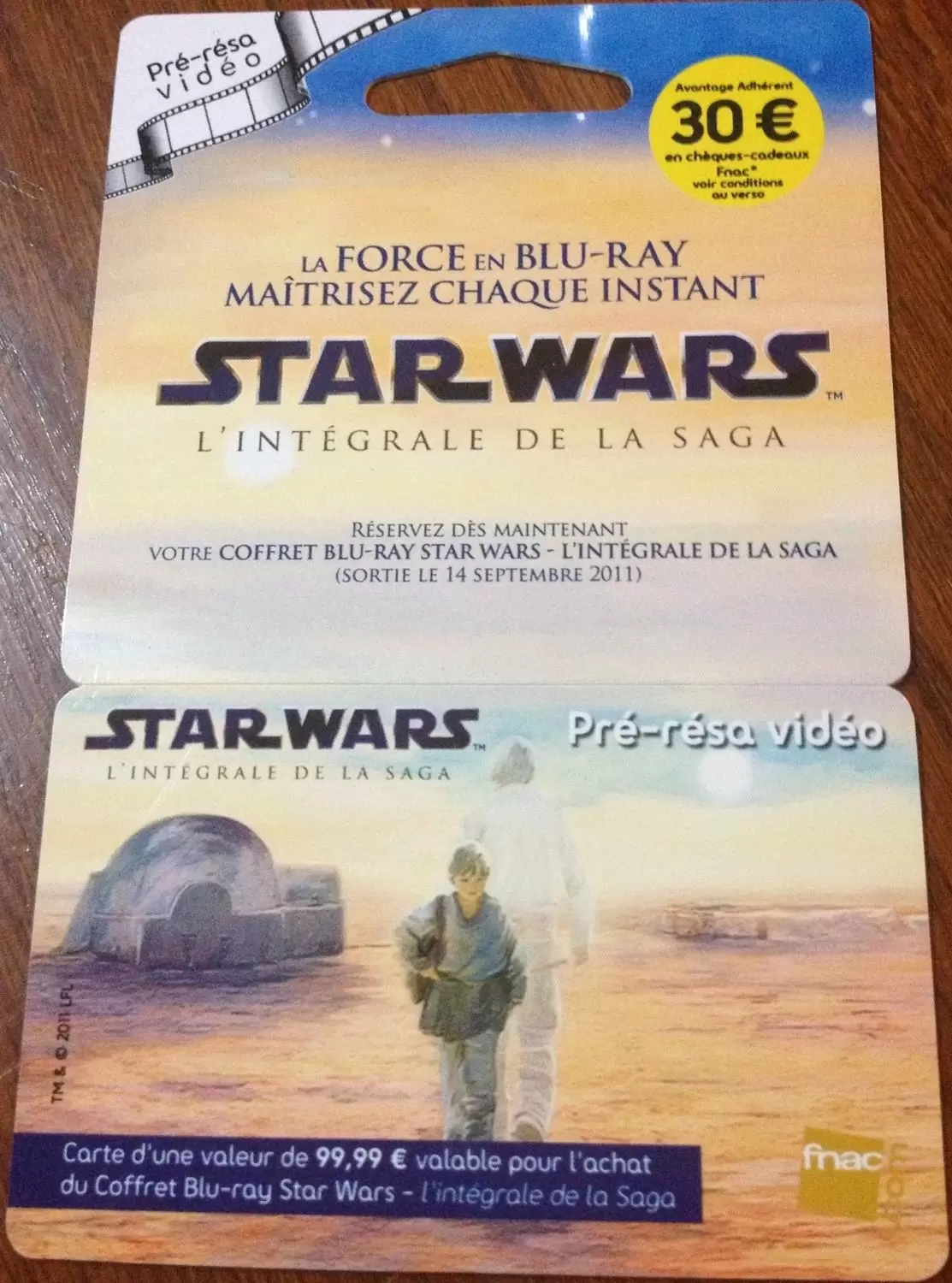 Cartes cadeau Fnac - Carte Fnac Star Wars Anakin Skywalker Pré-résa vidéo avec encart