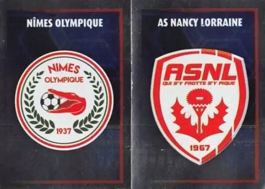 Foot 2017-18 : Championnat de France - Écusson (AS Nancy Lorraine / Nîmes Olympique) - Ligue 2