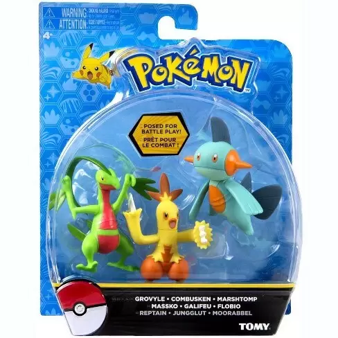 Pokémon Action Figures - TOMY - Grovyle, Combusken & Marshtomp 3 Pack