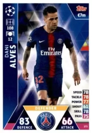 Match Attax - UEFA Champions League 2018/2019 - Dani Alves - Paris Saint-Germain