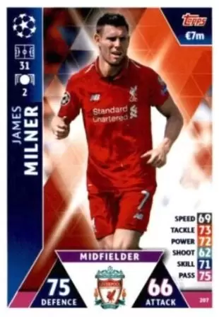 Match Attax - UEFA Champions League 2018/2019 - James Milner - Liverpool FC