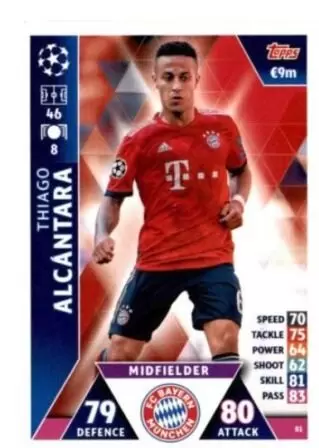 Match Attax - UEFA Champions League 2018/2019 - Thiago Alcantara - FC Bayern München