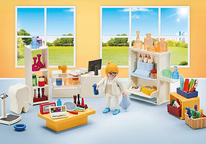 Playmobil dans la ville - Aménagement pour pharmacie avec pharmacienne