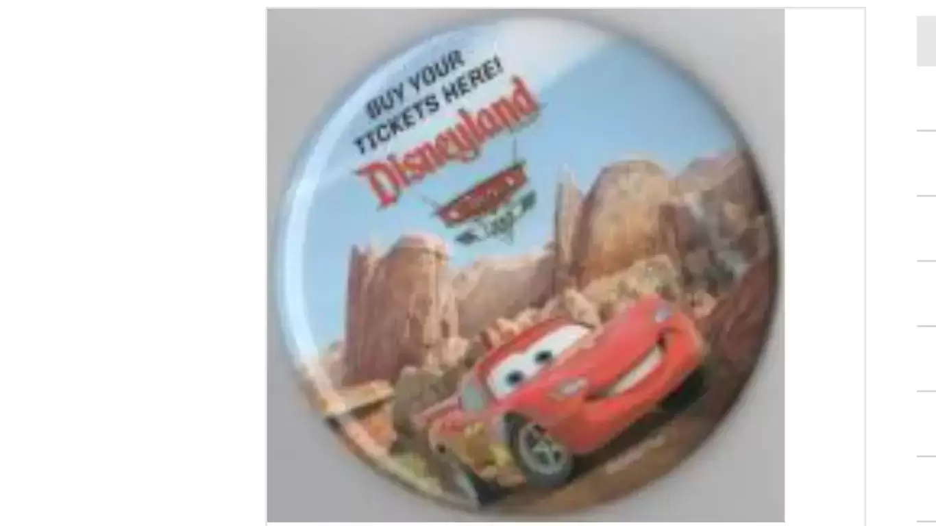 Disney Pins Open Edition - Button - Disneyland Cars Land - Buy Tickets Here - Promo Button Lightning Button