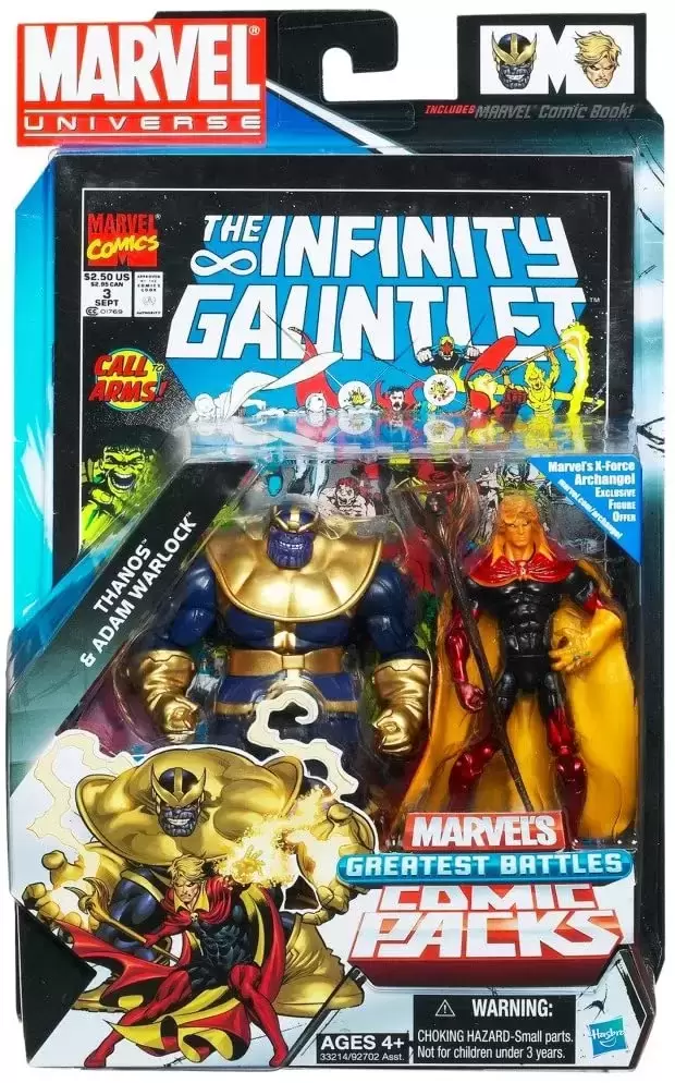 Marvel Universe - Thanos and Adam Warlock Figure Comic Pack