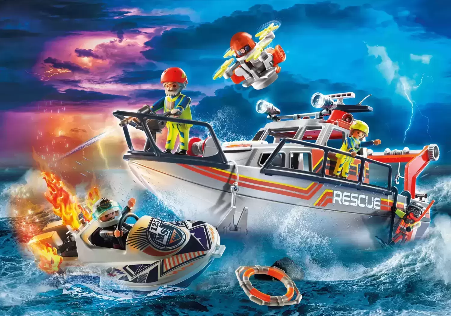 Playmobil Rescuers & Hospital - Fire Rescue with Personal Watercraft