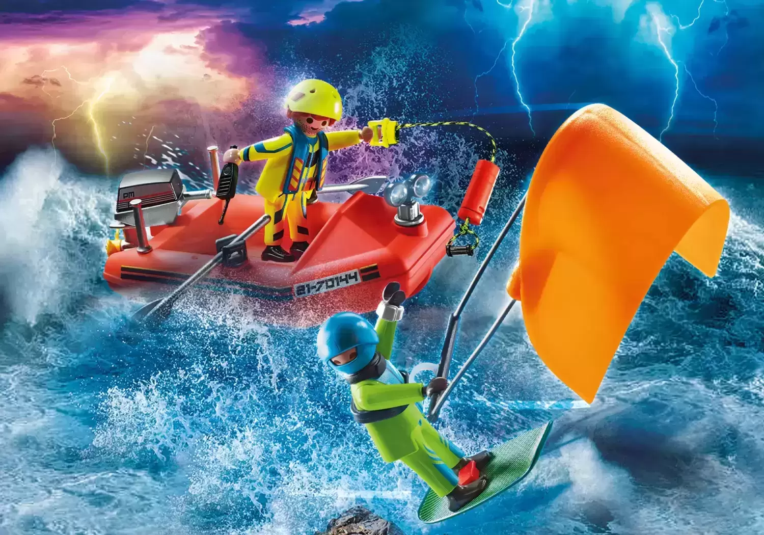 Playmobil Rescuers & Hospital - Kitesurfer Rescue with Speedboat