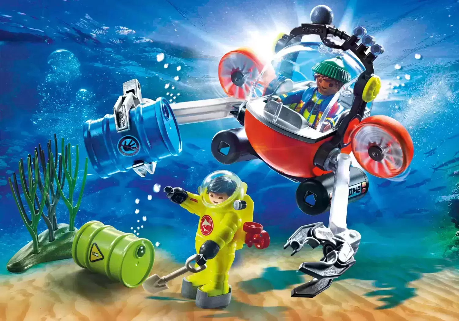 Playmobil Hôpital & Sauveteurs - Agents de fonds marins avec cloche de plongée
