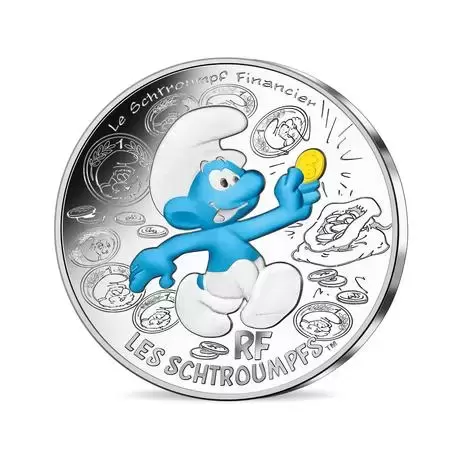 Les Schtroumpfs - 10€ Argent colorisée - Le Schtroumpf Financier