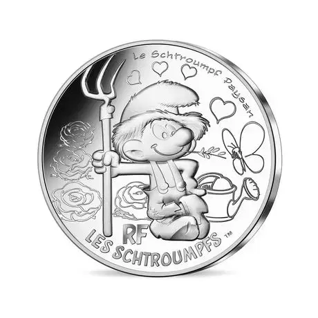 Les Schtroumpfs - 10€ Argent - Le Schtroumpf Paysan
