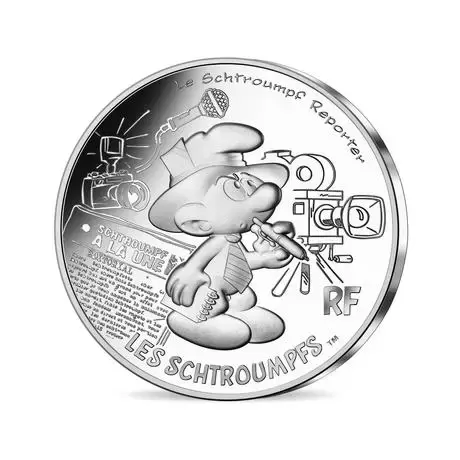 Les Schtroumpfs - 10€ Argent - Le Schtroumpf Reporter