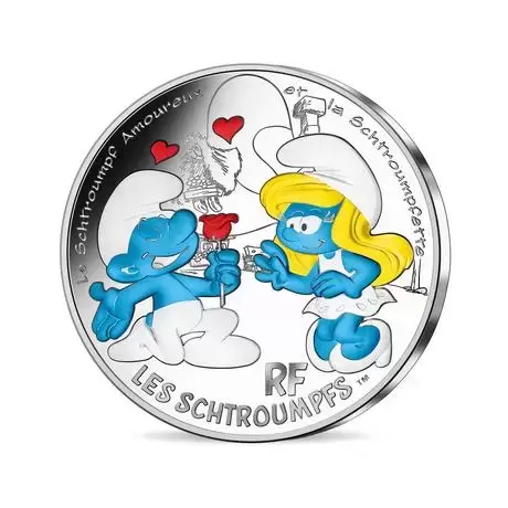 Les Schtroumpfs - 50€ Argent colorisée - Le Schtroumpf Amoureux