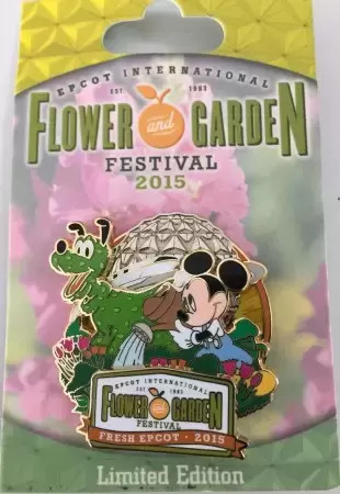 Epcot Flower and Garden Festival 2015 Pin Series - EPCOT Flower and Garden Festival 2015 - Mickey and Pluto