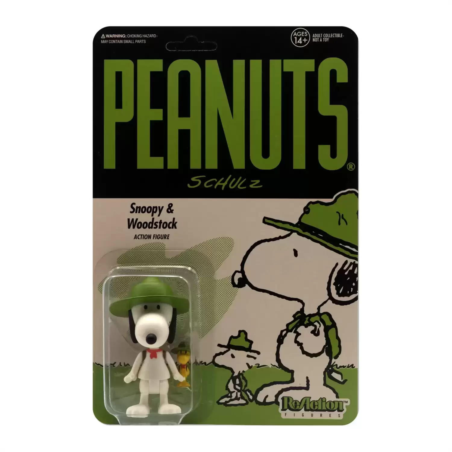 ReAction Figures - Peanuts - Beagle Scout Snoopy & Woodstock