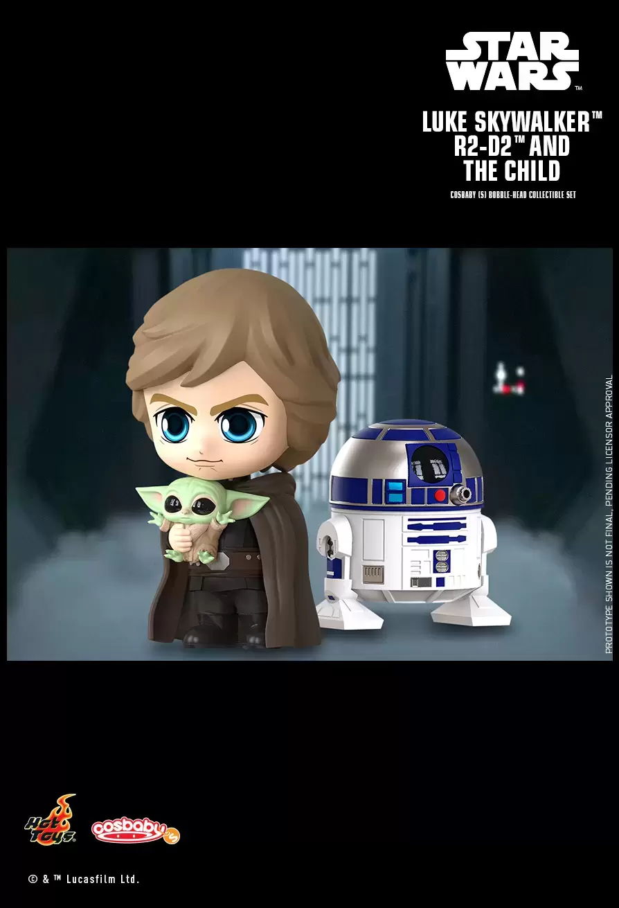 Cosbaby Figures - The Mandalorian - Luke Skywalker, R2-D2 & The child
