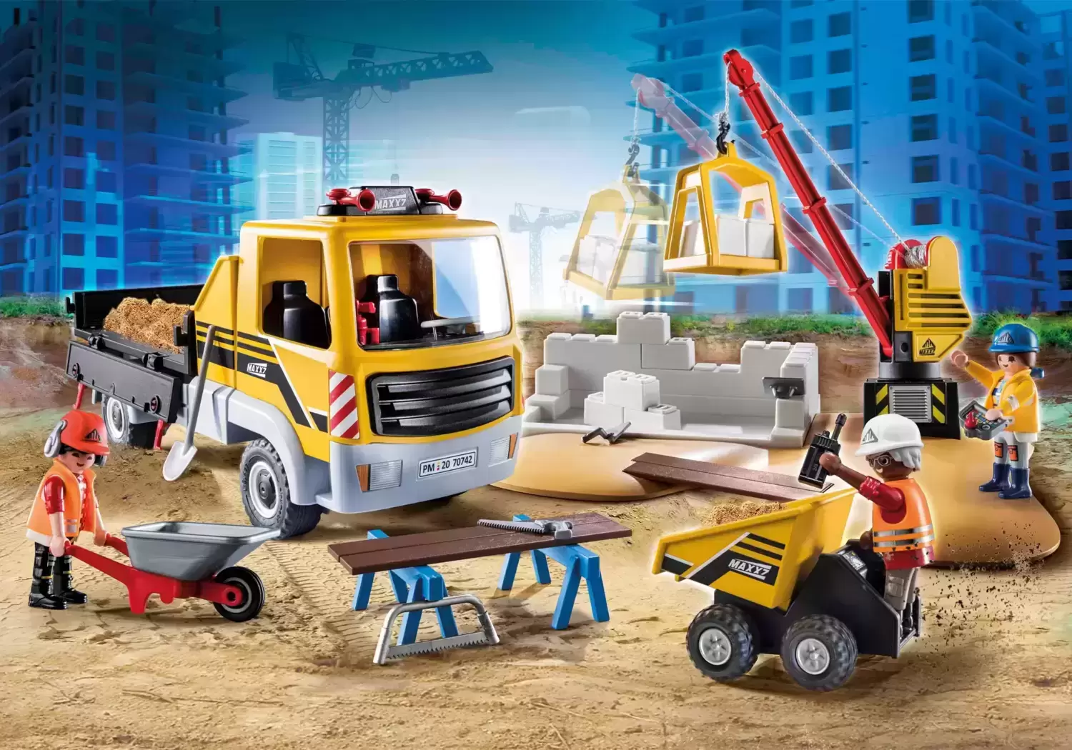 Playmobil Chantier - Site de travaux avec camion et ouvriers
