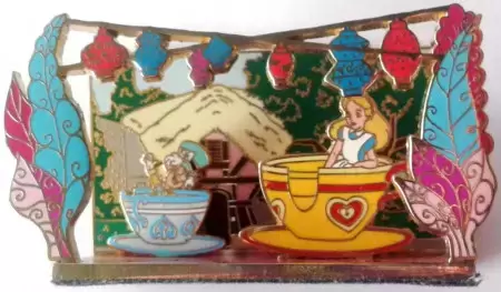Disney Pins Open Edition - DLR - Diorama - Mad Tea Party - Alice and the Mad Hatter