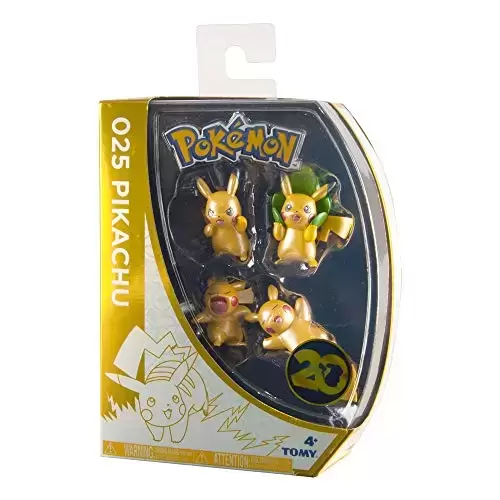 Pokémon Action Figures - TOMY - 20 ème Anniversaire - Pack de 4 Mini Figurines - Pikachu
