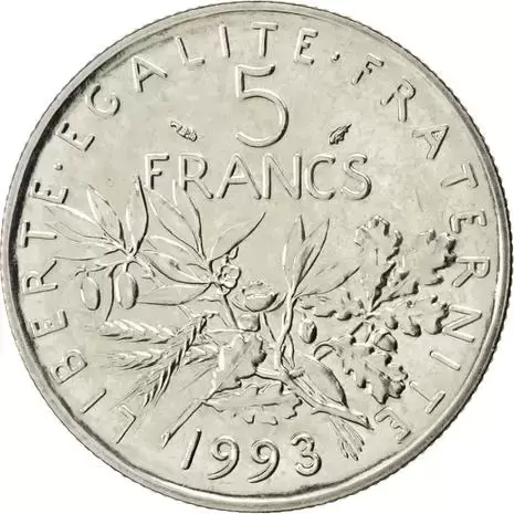 5 francs Semeuse argent - 5 francs Semeuse argent - 1993