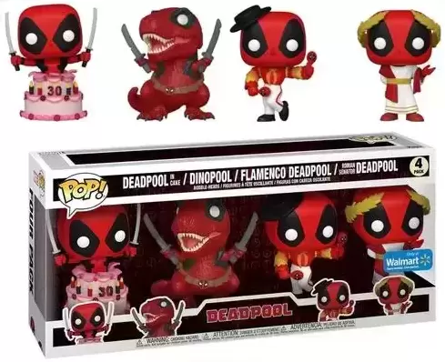 POP! MARVEL - Marvel - Deadpool in Cake, Dinopool, Flamenco Deadpool & Roman Senator Deadpool 4 Pack