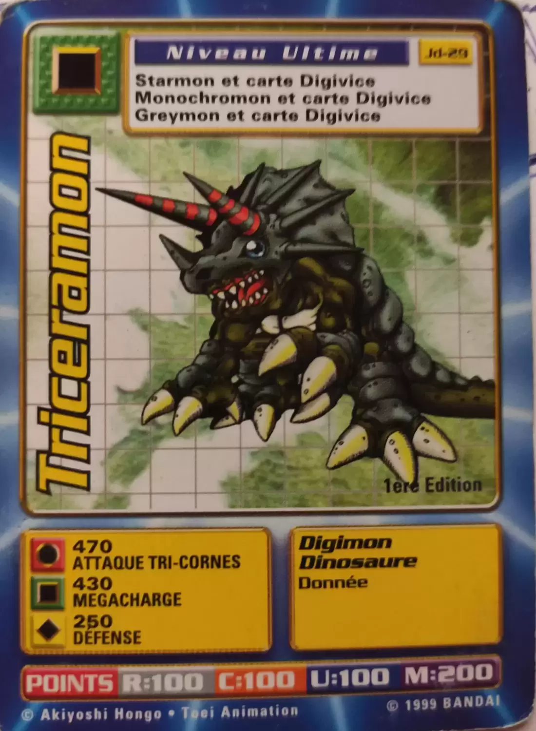 Carte Digimon JD - Triceramon 1ère Edition