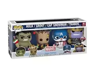 POP! MARVEL - Hulk / Groot / Cap Snowman / Thanos - 4 Pack