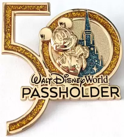 Disney - Pins Open Edition - Walt Disney World 50th Anniversary - Passholder - Mickey with Cinderella\'s Castle