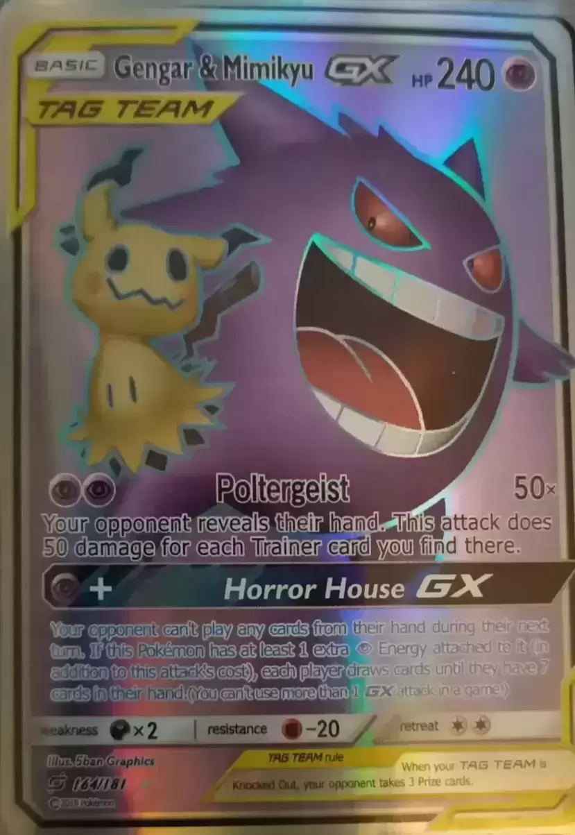 Gengar & Mimikyu GX - 164/181 - Full Art Ultra Rare - Pokemon