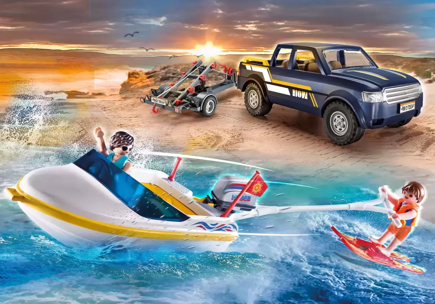 Playmobil en vacances - Pick Up et bateau à moteur