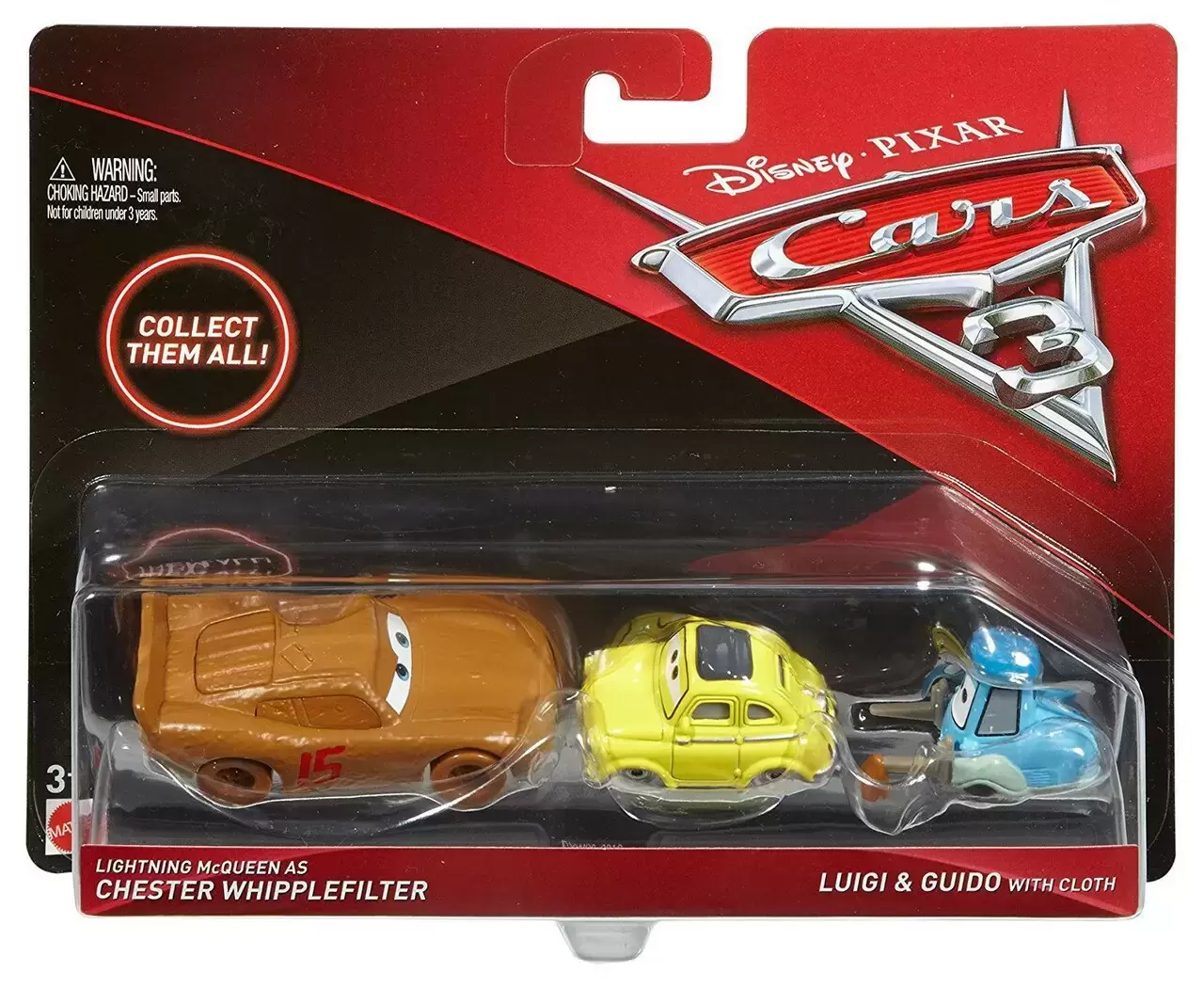 Cars 3 - Lightning McQueen Chester Whipplefilter + Luigi & Guido