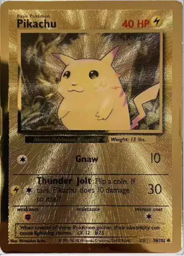 Gold Pokemon Cards Rare, Gold Pokemon Pikachu Card