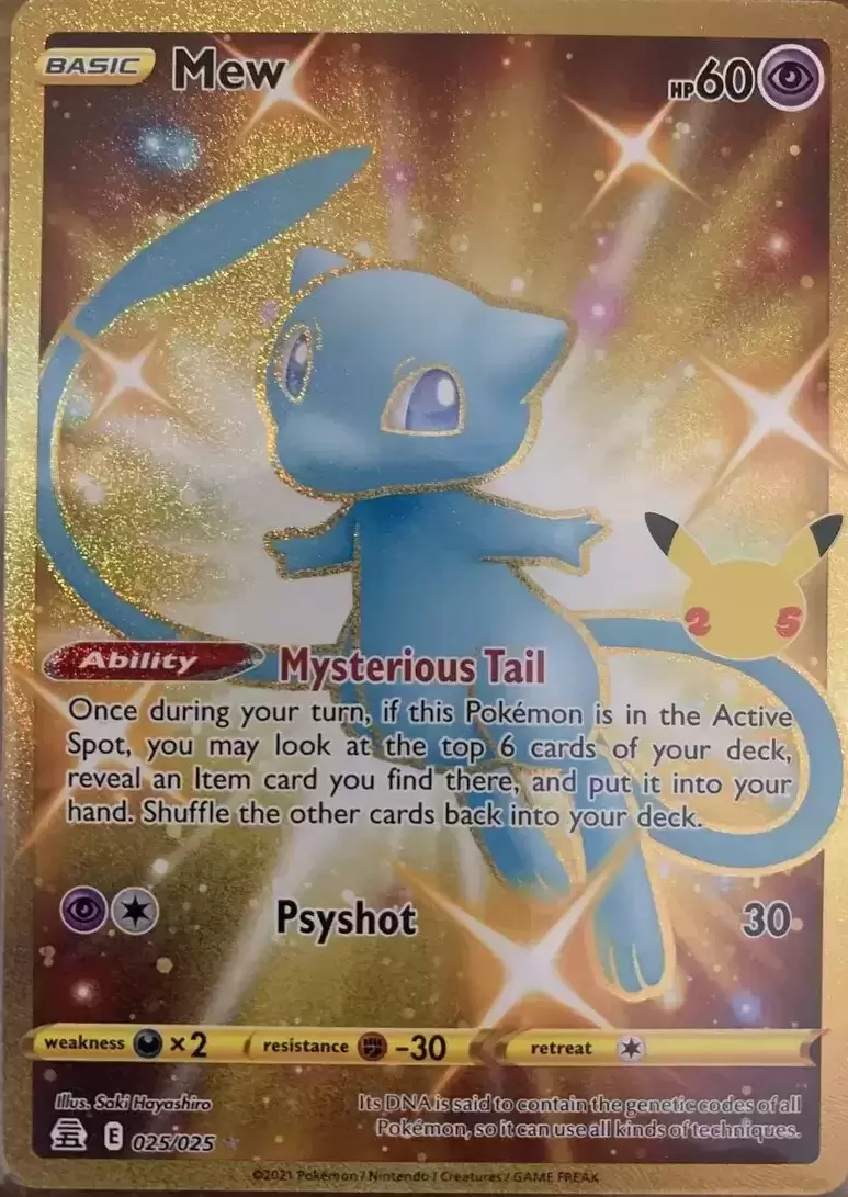 Pokemon - Mew 025/025 - Celebrations - Gold Full Art Card