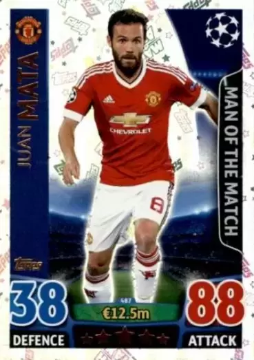Match Attax - UEFA Champions League 2015-2016 - Juan Mata - Manchester United FC