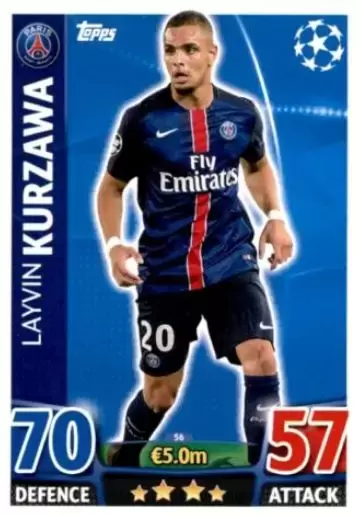 Match Attax - UEFA Champions League 2015-2016 - Layvin Kurzawa - Paris Saint-Germain