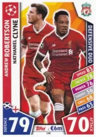 Match Attax UEFA Champions League 2017/18 - Andrew Robertson / Nathaniel Clyne - Liverpool FC