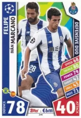 Match Attax UEFA Champions League 2017/18 - Felipe / Iván Marcano - FC Porto
