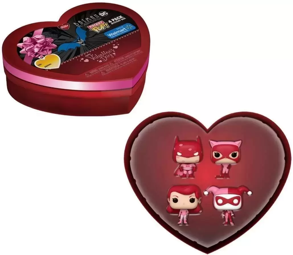 Pocket Pop! and Pop Minis! - Valentine\'s Day - Batman, Catwoman, Poison Ivy & Harley Quinn 4 Pack