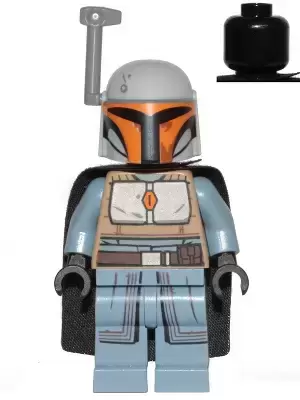 LEGO Star Wars Minifigs - Mandalorian Tribe Warrior - Female, Black Cape, Light Bluish Gray Helmet with Antenna / Rangefinder