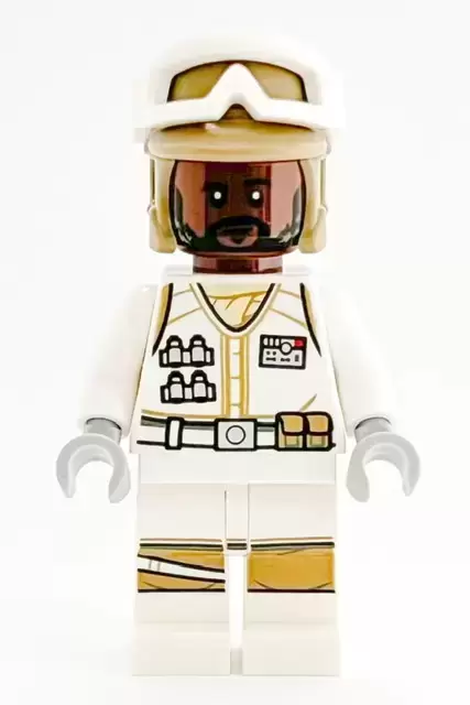 LEGO Star Wars Minifigs - Hoth Rebel Trooper White Uniform, Dark Tan Helmet, Reddish Brown Head