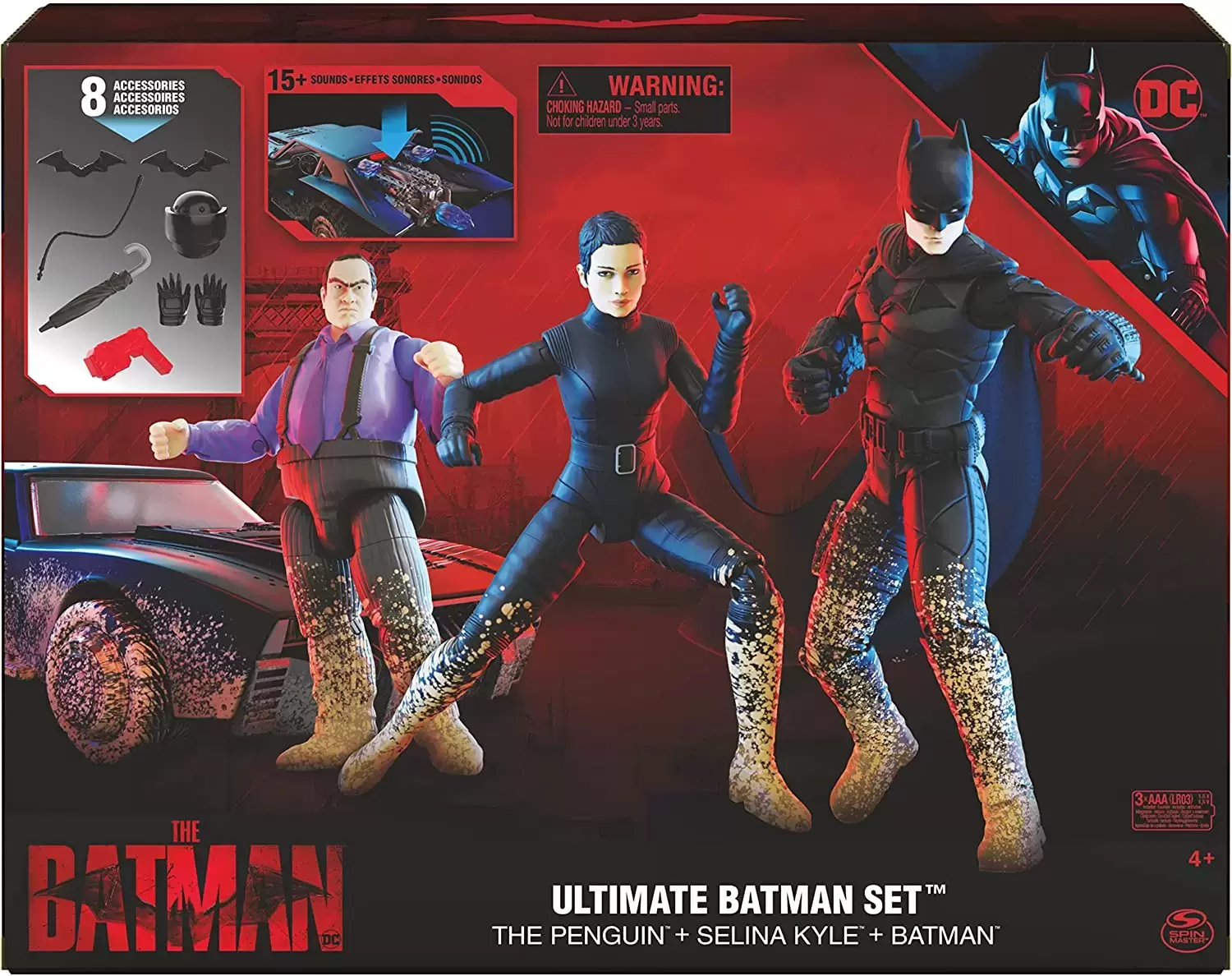 The Batman Action Figures - Muddy Batmobile And Figure 3-Pack