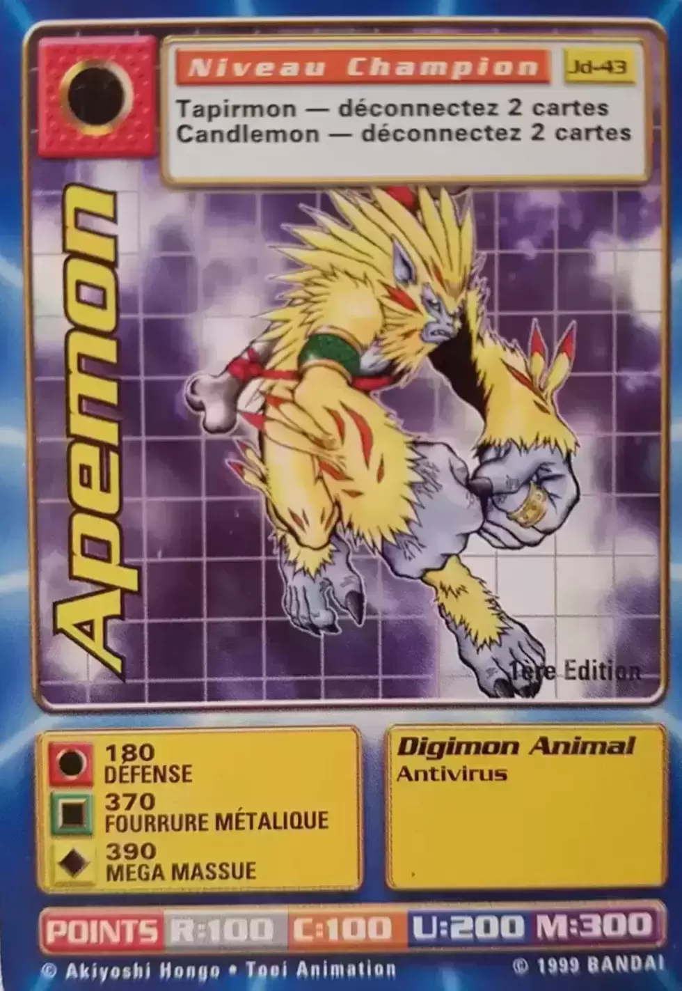 Carte Digimon JD - Apemon 1ère Edition