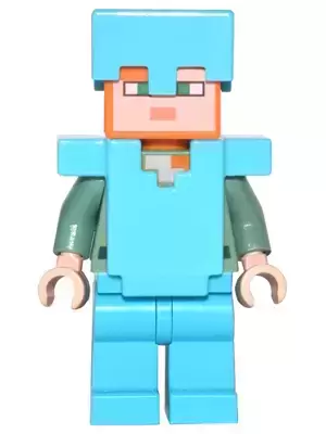Lego Minecraft Figures - Alex - Medium Azure Helmet and Armor