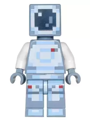 Lego Minecraft Figures - Minecraft Skin 4 - Pixelated, White and Bright Light Blue Spacesuit and Dark Blue Visor