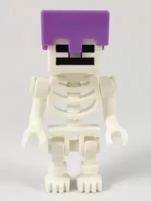Lego Minecraft Minifigures - Skeleton with Cube Skull - Medium Lavender Helmet